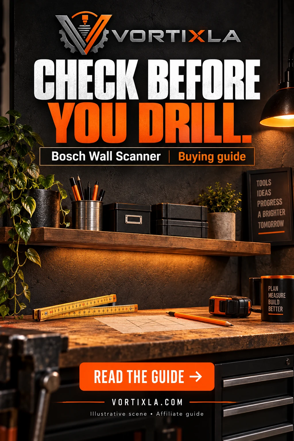 CHECK BEFORE YOU DRILL. Original illustrative scene for the Bosch Wall Scanner buying guide