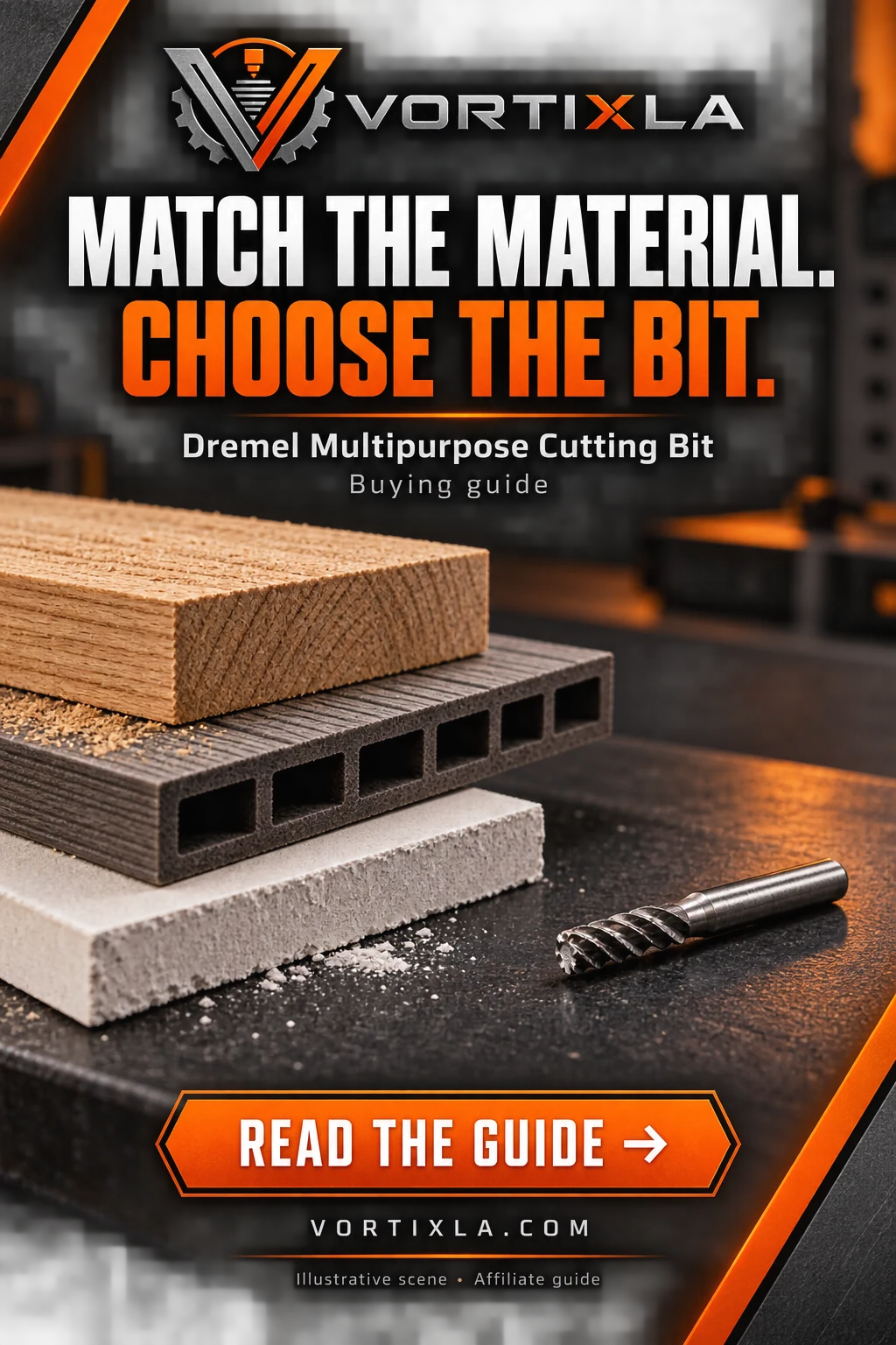 MATCH THE MATERIAL. CHOOSE THE BIT. — illustrative scene for this buying guide