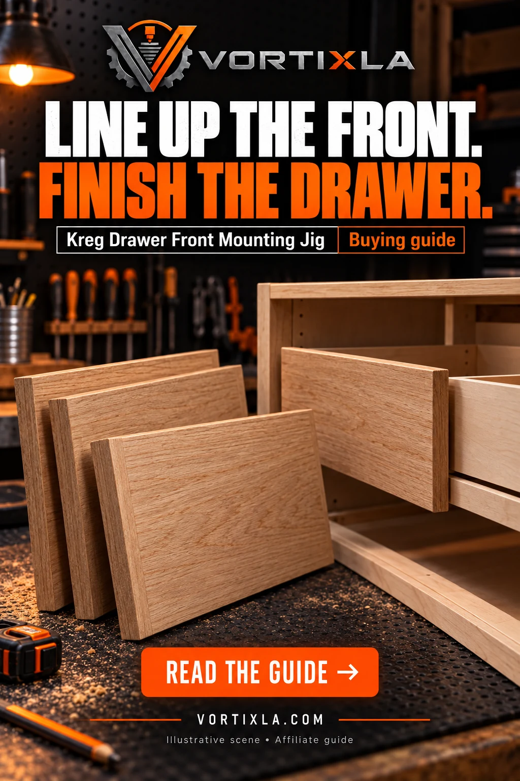 LINE UP THE FRONT. FINISH THE DRAWER. — illustrative scene for this buying guide