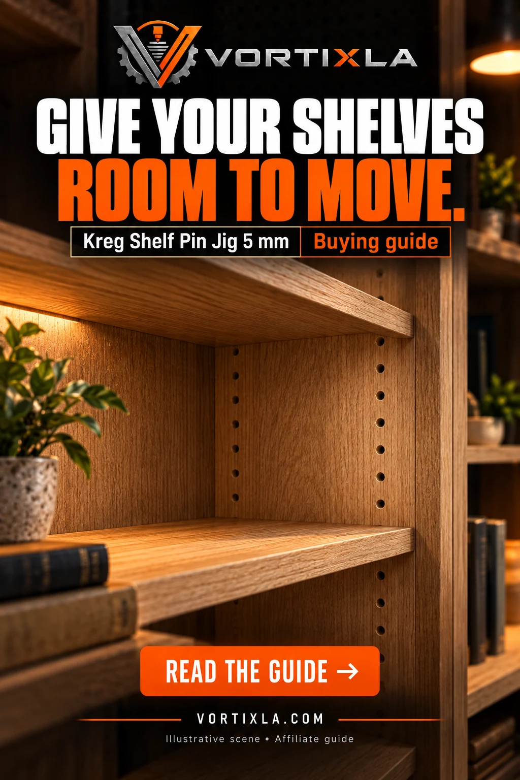 GIVE YOUR SHELVES ROOM TO MOVE. — illustrative scene for this buying guide