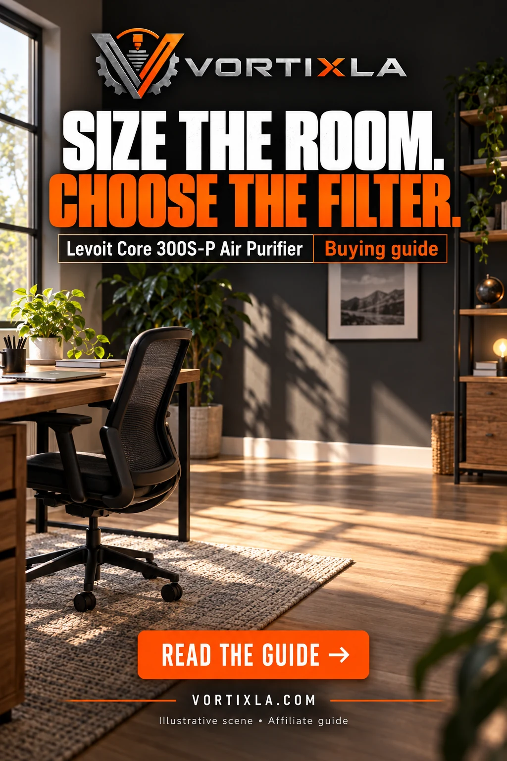 SIZE THE ROOM. CHOOSE THE FILTER. — illustrative scene for this buying guide